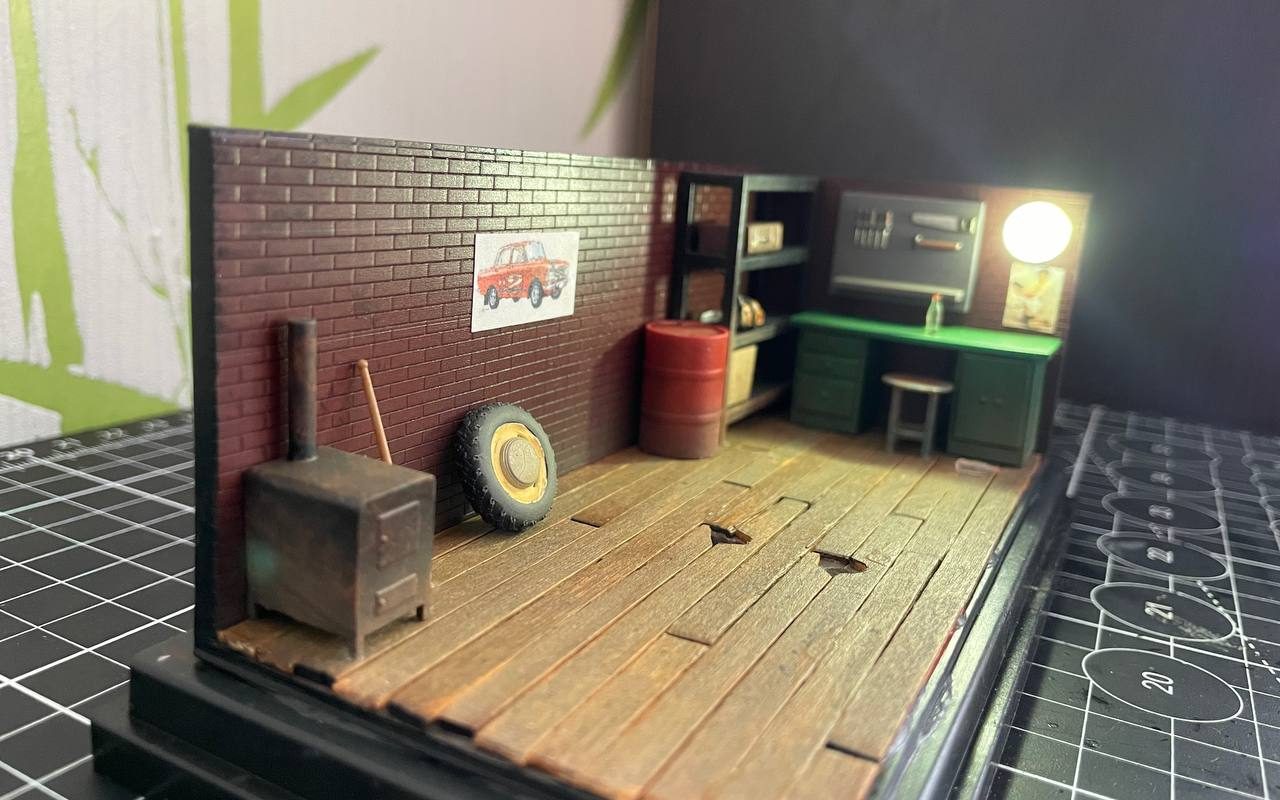 Переделка бокса в диораму гаража 1/43